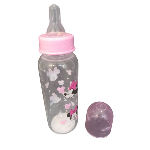 Disney Minnie Mouse Baby Bottle Girls Pink 9 Oz Medium Flow Silicone Nipple Lid - Picture 3 of 4